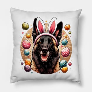 Easter Delight with Dutch Shepherd in Bunny Ears Pillow