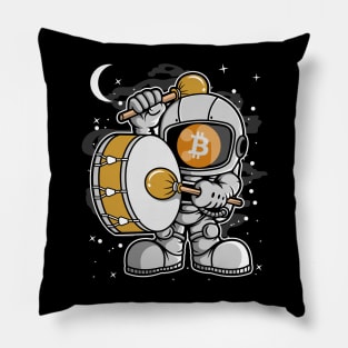 Astronaut Drummer Bitcoin BTC Coin To The Moon Crypto Token Cryptocurrency Blockchain Wallet Birthday Gift For Men Women Kids Pillow