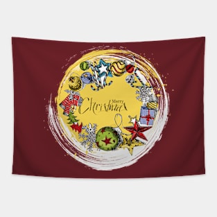 Merry Christmas Wreath element Tapestry