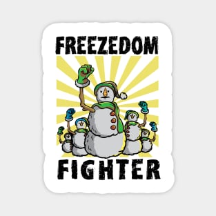 Vintage Snowman Freezedom Fighter Pun Resist Revolution Magnet