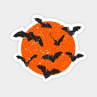 Distressed Bats And Orange Moon Circle Design Magnet