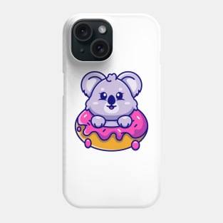 Cute baby koala with doughnut cartoon Phone Case