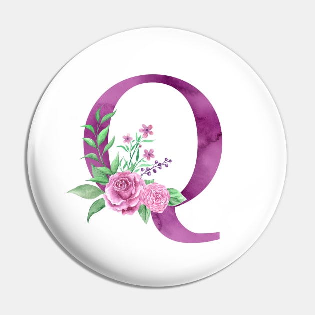 Floral Monogram Q Beautiful Rose Bouquet Pin by floralmonogram