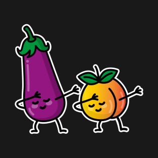 Dab Dabbing aubergine / eggplant peach penis vagina texting sex sexting T-Shirt