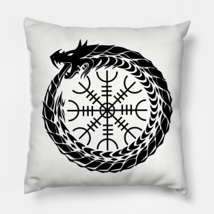 Ouroboros with the Helm of Awe (black symbol) Pillow