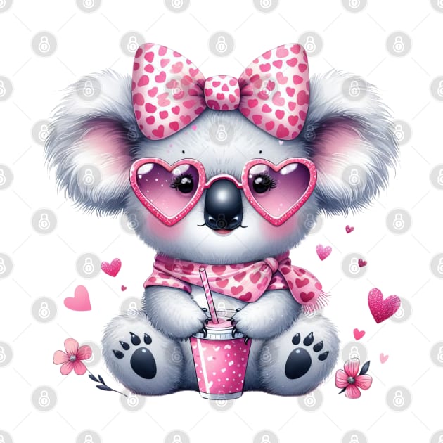 Valentine Koala Drinking Ice Cream by Chromatic Fusion Studio