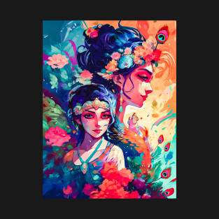 Abstract Art of Radha Krishna: Digital Print for Housewarming Gifts and Wall Decor T-Shirt