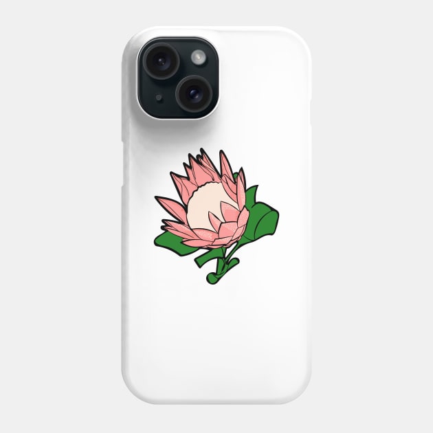 Australian Native Flower - Beautiful Pink Protea Illustration Phone Case by annaleebeer