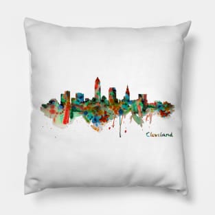 Cleveland Watercolor Skyline Pillow