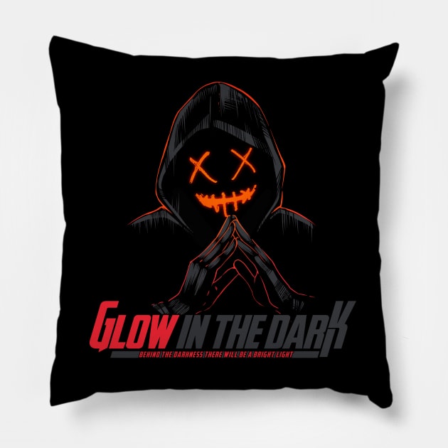 Skull Mask Glow in the Dark Pillow by Pikiran Bobrok