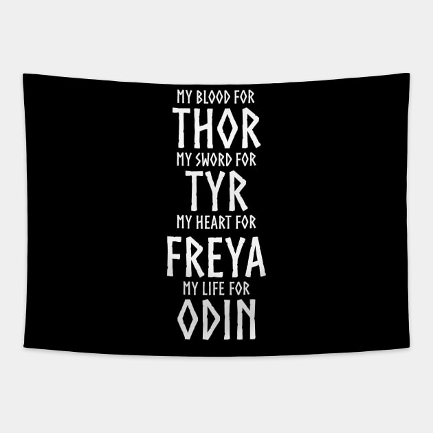 Viking Gods Thor, Tyr, Freya, Odin - Norse Mythology Tapestry by Styr Designs