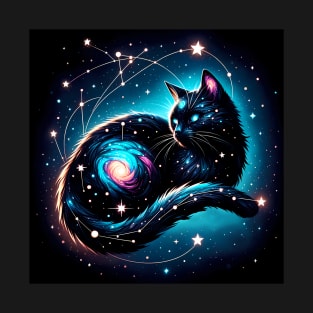 Cosmic Cat and Stars T-Shirt