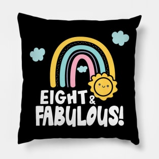 Rainbows Sunshine Eight Year Old 8Th Birthday Party Pillow