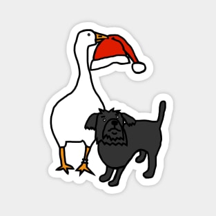 Gaming Goose Steals Christmas Santa Hat from Cute Dog Magnet