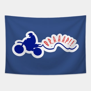 Braaap!! Blue Dirt bike Motocross Eat my Dust Tapestry