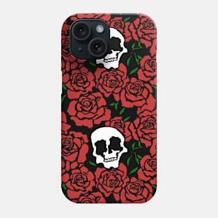 Rose & Skull Romantic Floral Pattern for Valentines Day Phone Case