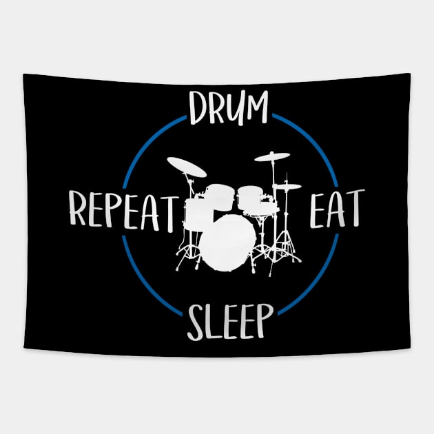 Drum Eat Sleep Repeat Gift For Drummers & Percussionists Tapestry by OceanRadar