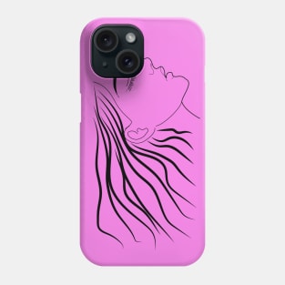 Side Profile of a beautiful long haired woman Phone Case