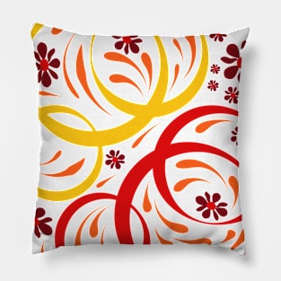 Folk floral art print  Flowers abstract art  poster Pillow