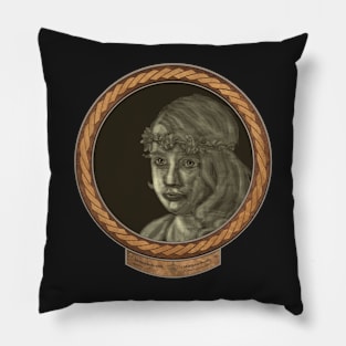 Melancholy Girl (frame coper celtic rope fabric rim) Pillow