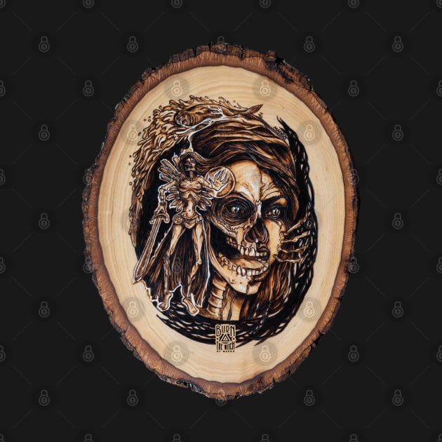 Draugr - nordic ghost pyrography print, wood texture by BTW-byMargo