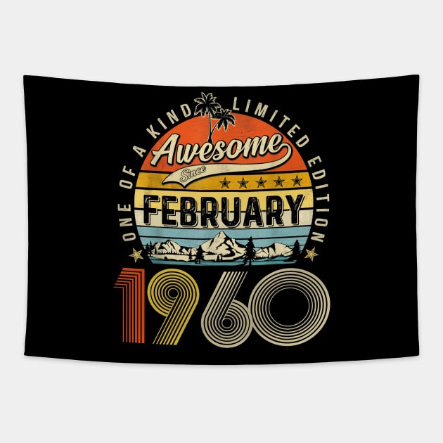 Awesome Since February 1960 Vintage 63rd Birthday Tapestry by Marcelo Nimtz