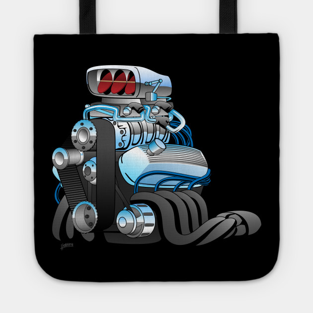 Hotrod Racing Car Engine Cartoon Illustration Engine Tote Teepublic Hotrod Racing Car Engine Cartoon Illustration Engine Tote Teepublic