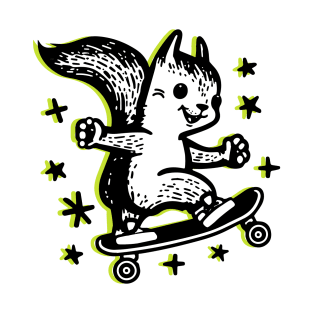 STEEZY the Skater Squirrel Cute Squirrel Skateboard Sticker T-Shirt