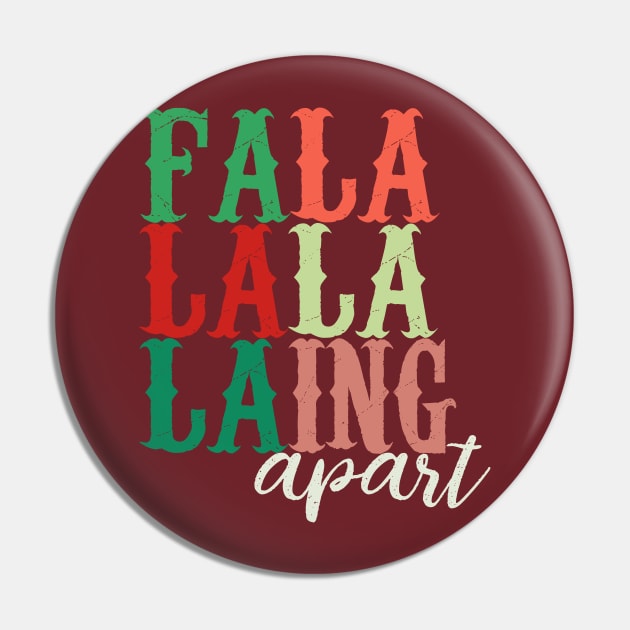 Falalalala-ing Apart retro distressed typography colorblock tee | Falling Apart | Seasonal Depression | Office Christmas Holiday Party Shirt Pin by dystopic