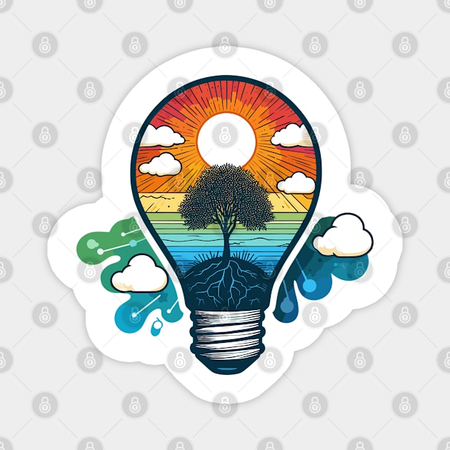 Light bulb tree nature Magnet by Dyfrnt