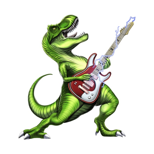 T-Rex Dinosaur Playing Guitar by underheaven