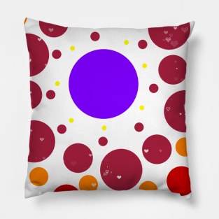 Bright Celestial Circles, Dots, Hearts, and Stars Pattern Pillow