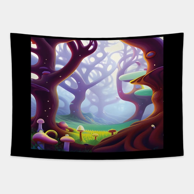 Dreamy Mushroom Forest Tapestry by drumweaver