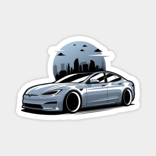 Silver Tesla Model S Plaid Magnet