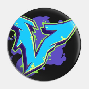 Letter V  - Graffiti Street Art Style Pin