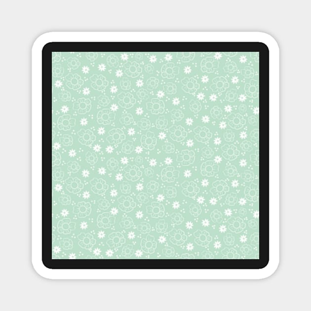 Mint and White Botanical Pattern Magnet by WalkSimplyArt