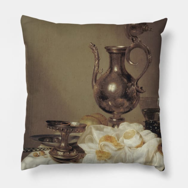 Nature Morte a l'aiguiere by Willem Claeszoon Heda Pillow by Classic Art Stall