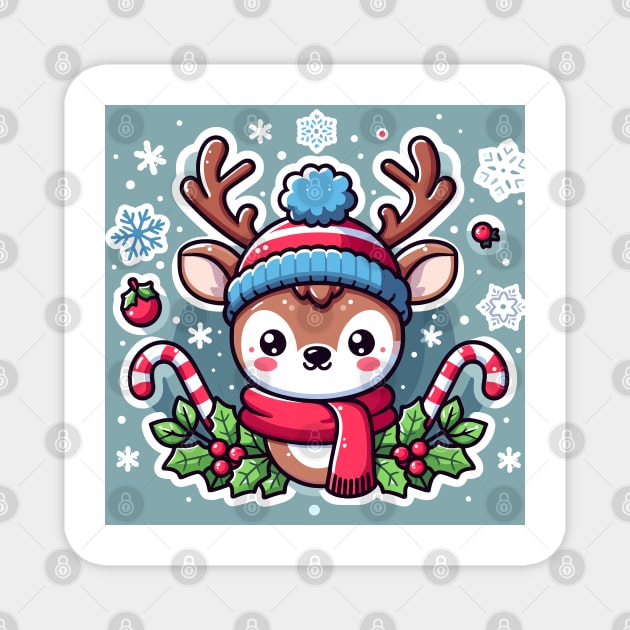 Cute Deer Christmas Magnet by dinokate