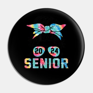 Mom Class Of 24 Senior 2024 Messy Bun Tie Dye Pin