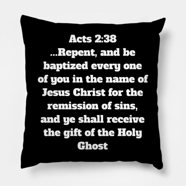 Acts 2:38 King James Version Bible Verse Typography Pillow by Holy Bible Verses