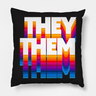 They/Them Pronouns --- Retro Style Design Pillow