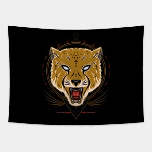 Angry cheetah vector art Tapestry