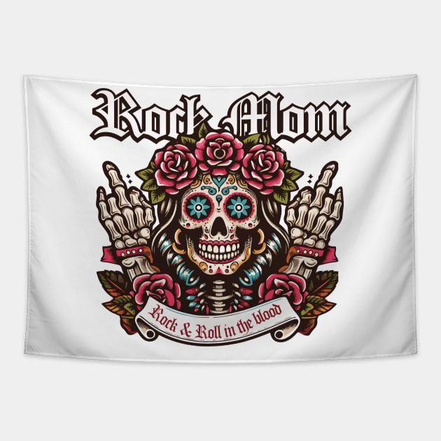 Rock Mom, Rock & Roll in the blood Tapestry by Andloart