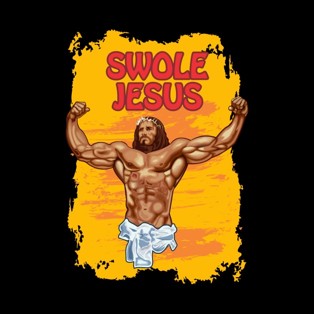 Hallowed be thy gains - Swole Jesus - Jesus is your homie so remember to pray to become swole af! - Round sunset by Crazy Collective