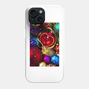 Red Heart Christmas Ornament With Ribbon Phone Case