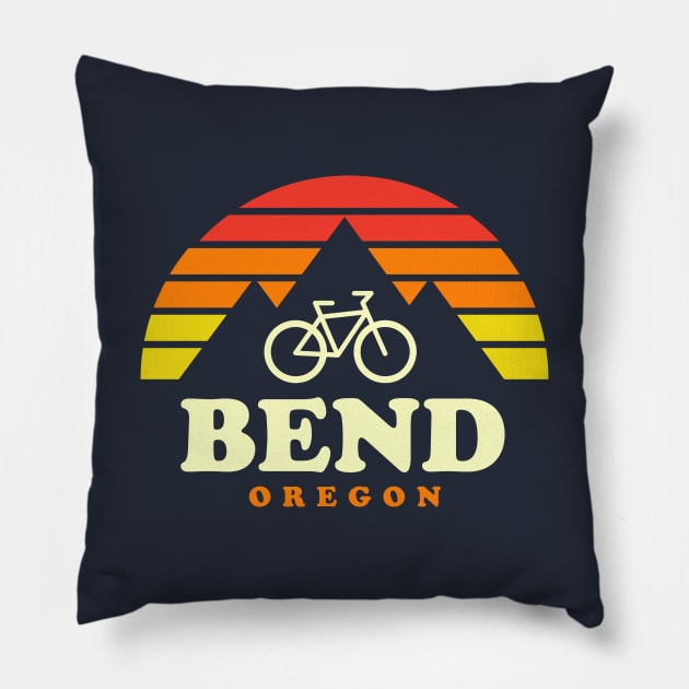 Bend Oregon Mountain Biking Bend Mtb Trails Retro Pillow by PodDesignShop