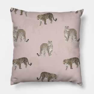 Modern Jungle Leopard Animals Pink Pattern Pillow