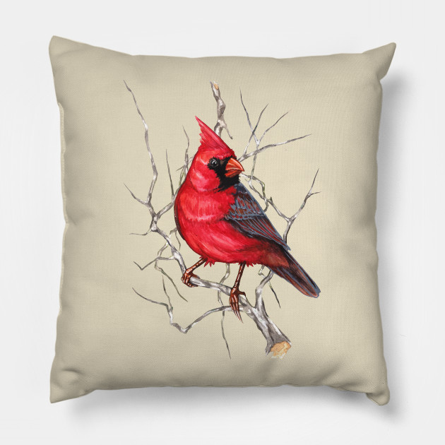 red bird pillow
