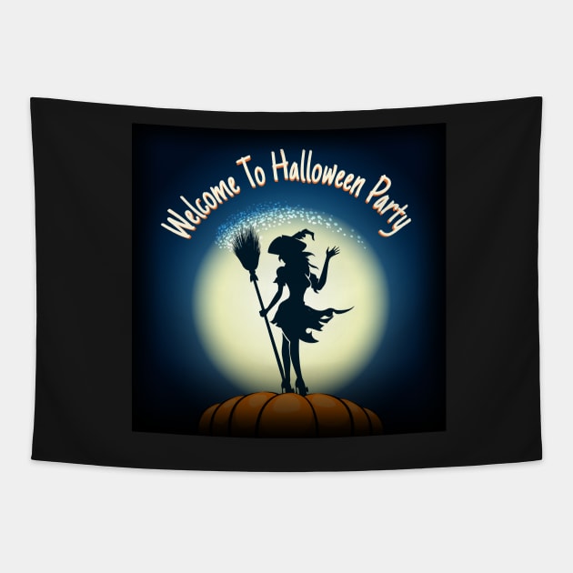 Halloween Party Invitation Poster Tapestry by devaleta