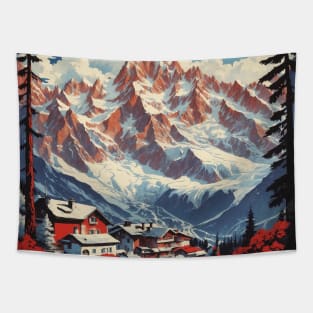 Chamonix Mont Blanc France Vintage Poster Tourism Tapestry